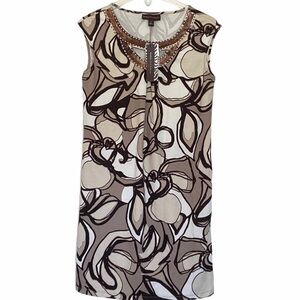 DANA BUCHMAN Cobblestone Brown Tan Cream Dress 2